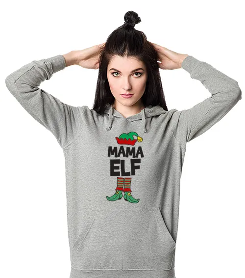 Damska Bluza z kapturem Jasny Melanż Mama Elf