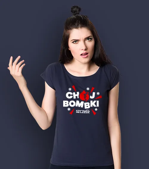 Damska Koszulka Granatowa Bombki