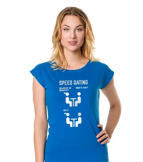 Koszulka damska niebieska z nadrukiem speed dating burgundy or magenta