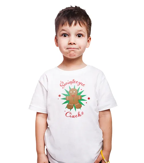 koszulka dziecięca z krótkim rękawem biała świąteczne ciacho