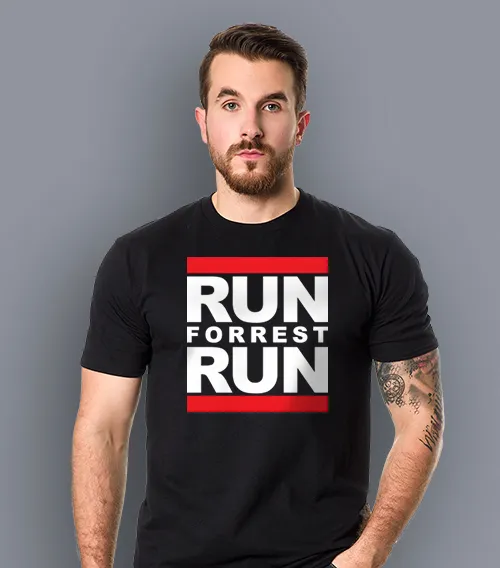 Koszulka męska czarna run forest run