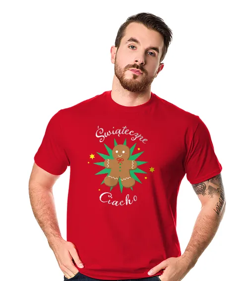 koszulka męska czerwona świąteczne ciacho