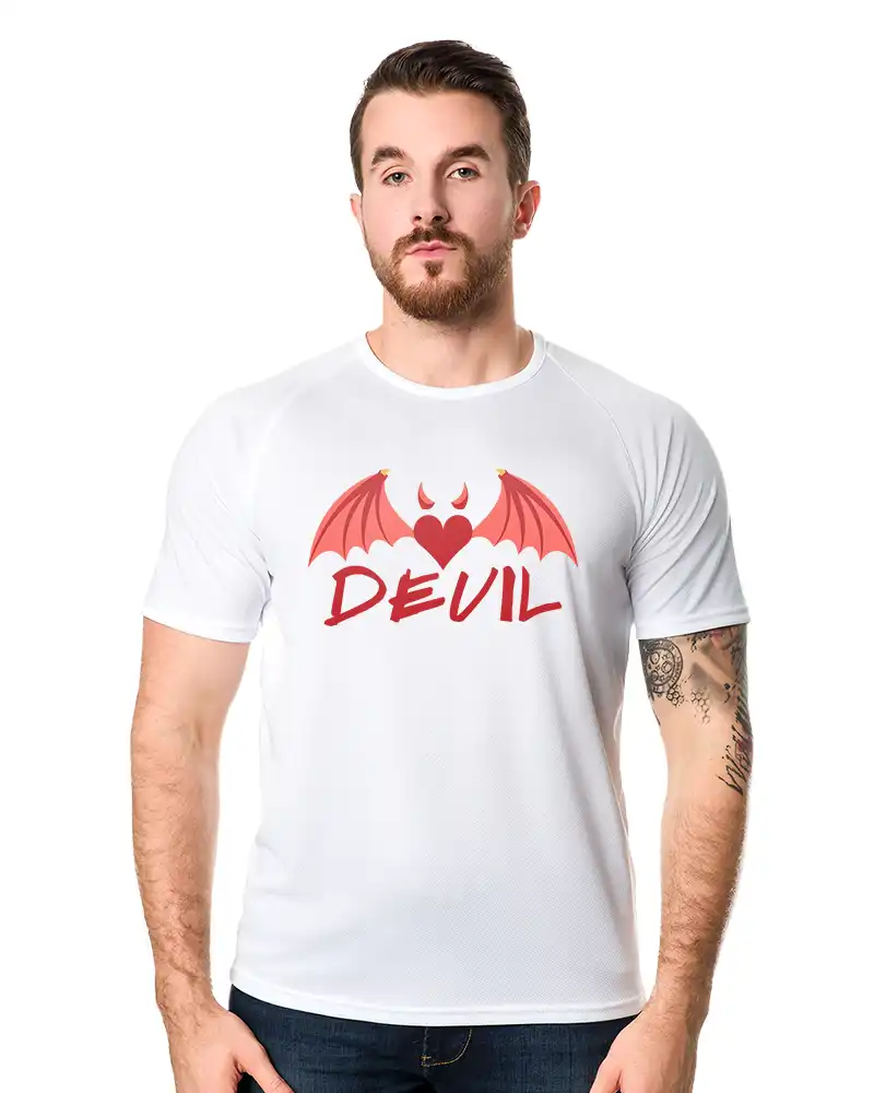 koszulka męska biała sportowa devil