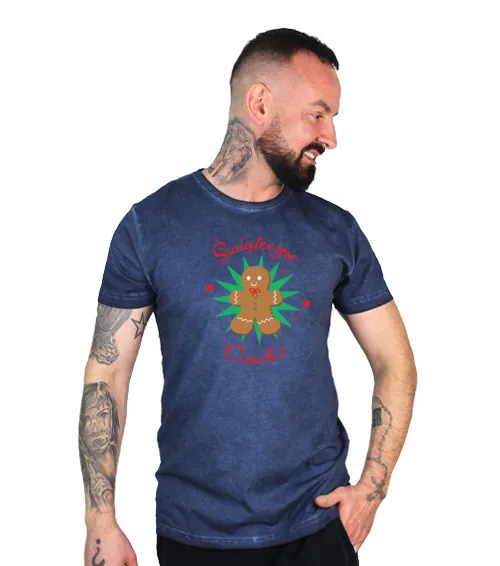 koszulka męska vintage niebieska świąteczne ciacho