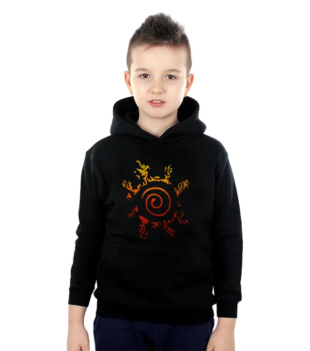 Dziecięca Bluza z kapturem Czarna Naruto Znak