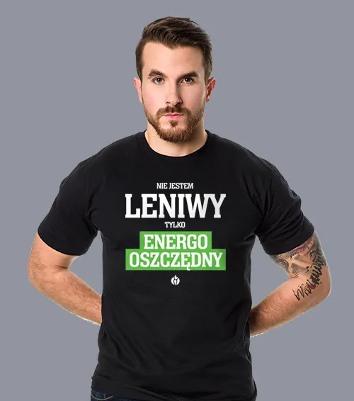 Męska Koszulka Czarna Energooszczędny