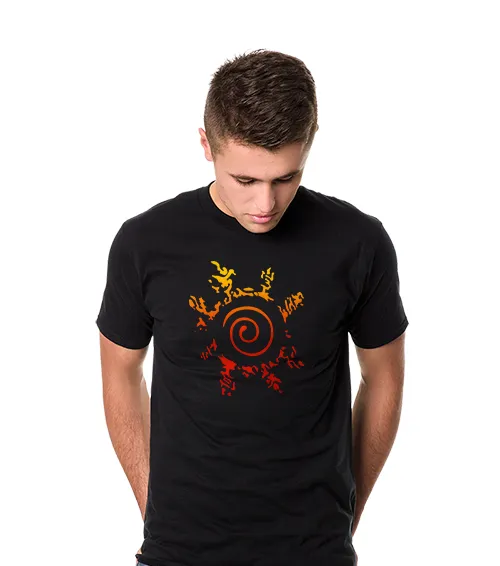 Męska Koszulka Czarna Naruto Znak