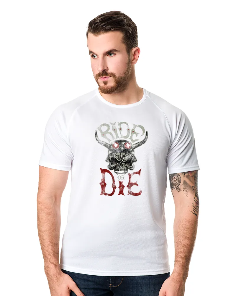 Męska Koszulka sportowa Biała Ride Or Die