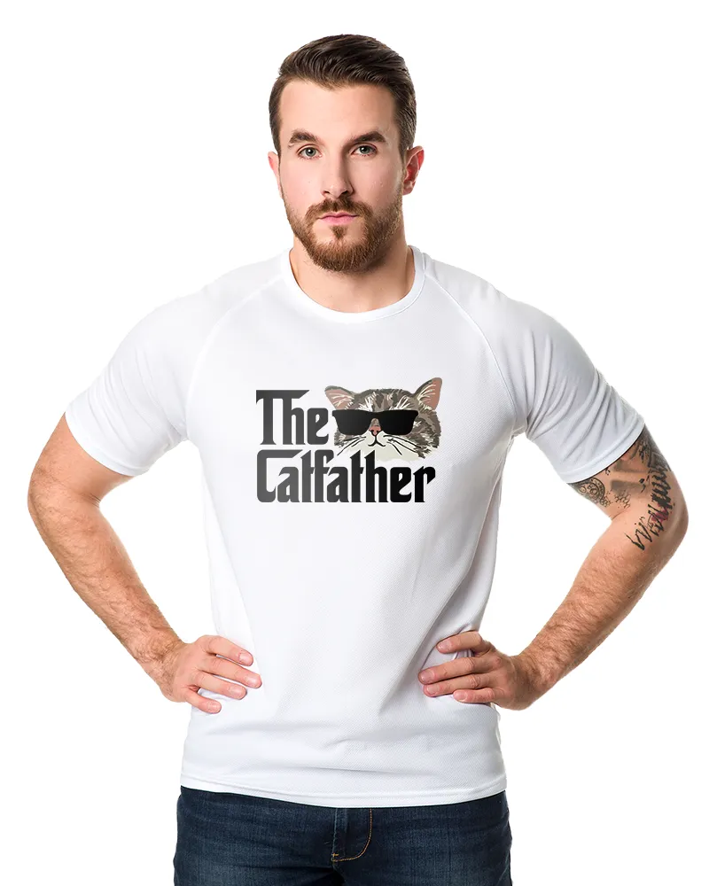 Męska Koszulka sportowa Biała The Catfather