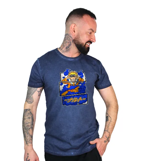 Męska Koszulka vintage Niebieska Naruto