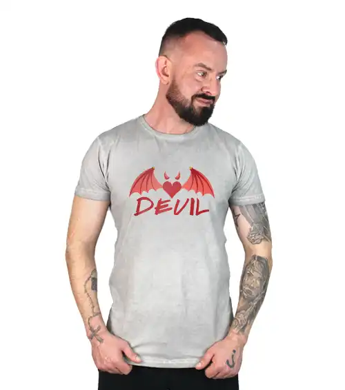 Koszulka męska vintage jasny melanż devil
