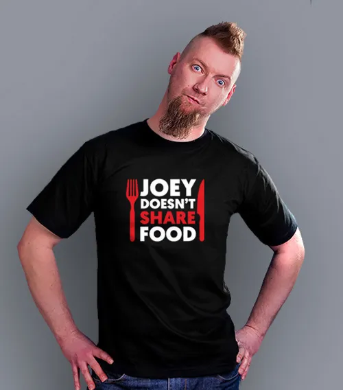 FRIENDS - JOEY DOESN’T SHARE FOOD Koszulka Męska Czarny