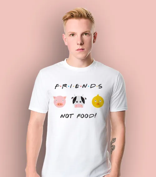 FRIENDS NOT FOOD Koszulka Męska Biały