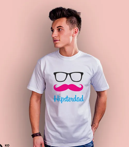 hipster dad koszulka męska biała