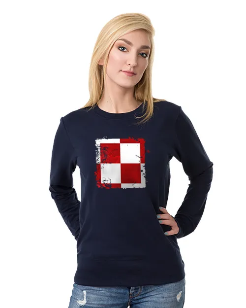 Bluza damska bez kaptura w kolorze granatowym ze wzorem patriotycznym szachownica lotnicza