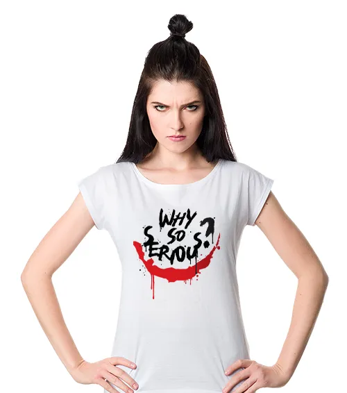 koszulka damska z krótkim rękawem w kolorze białym z nadrukiem Why so Serious