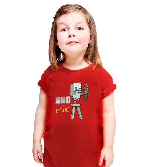Koszulka dziecięca z krótkim rękawem ze wzorem Skeleton Minecraft w kolorze czerwonym