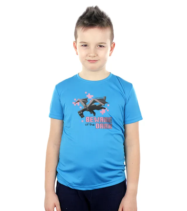 koszulka dziecięca sportowa ze wzorem ender dragon w kolorze niebieskim