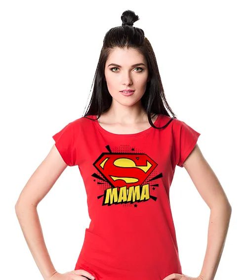 Koszulka damska w kolorze czarwonym z nadrukiem Super Mama