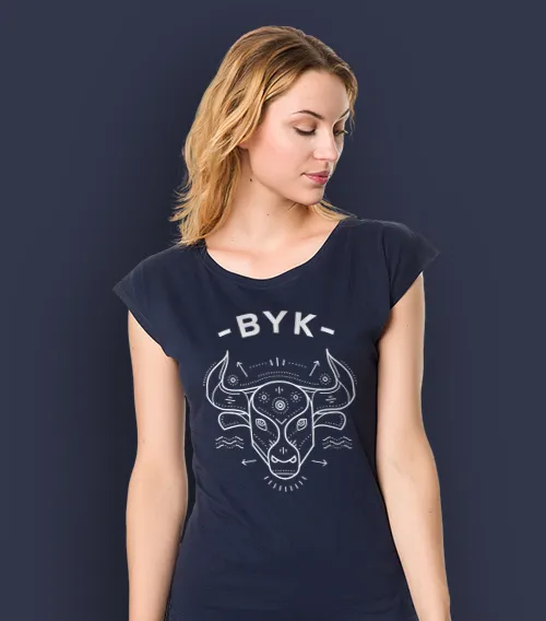 Koszulka damska w kolorze granatowym ze znakiem zodiaku byk
