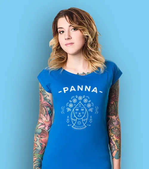 koszulka damska w kolorze niebieskim z nadrukiem znak zodiaku panna