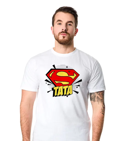 Koszulka męska z krótkim rękawem w kolorze białym z nadrukiem Super Tata